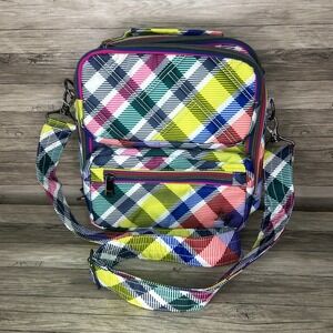 LUG Wrangler Crossbody Bag Womens Multicolor Playful Plaid Travel Adjustable